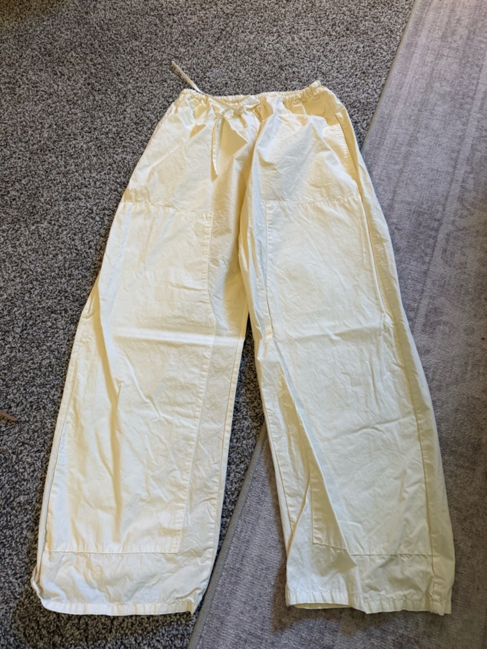 LESET Cream Wide-Leg Drawstring Pants